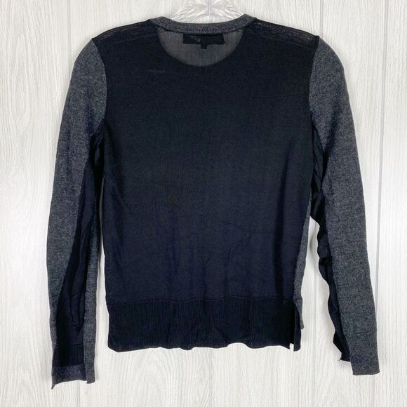 Rag & Bone | Black Marino Wool Crew Neck Sweater With Mesh Detail Size Small - Picture 2 of 8